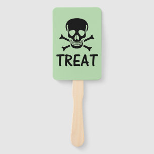 Black Skull Trick Treat green rectangle hand fans