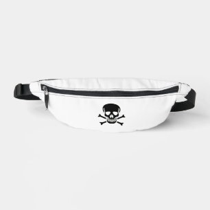 Black Skull white fanny pack