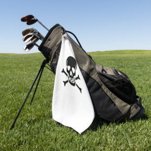 Black Skull white golf towel