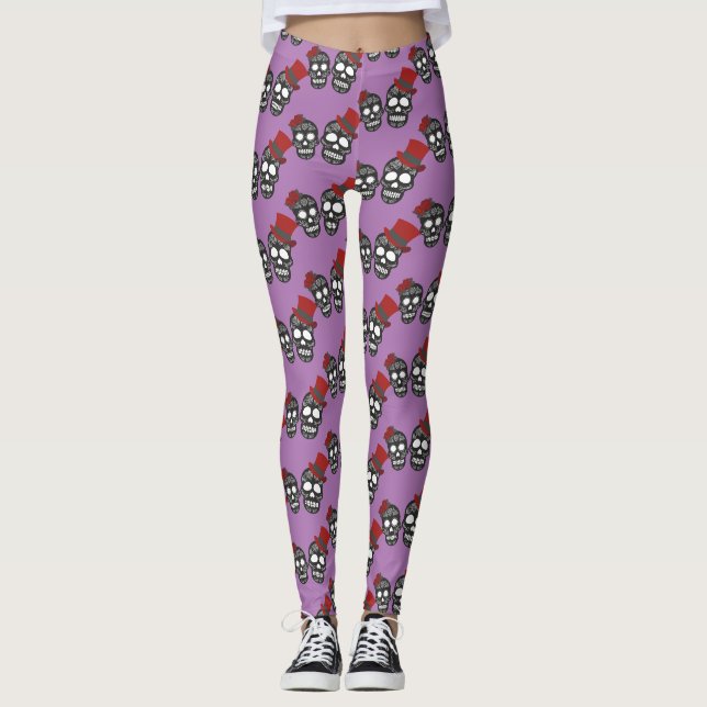 Black skulls Duo Thunder_Cove Leggings (Front)