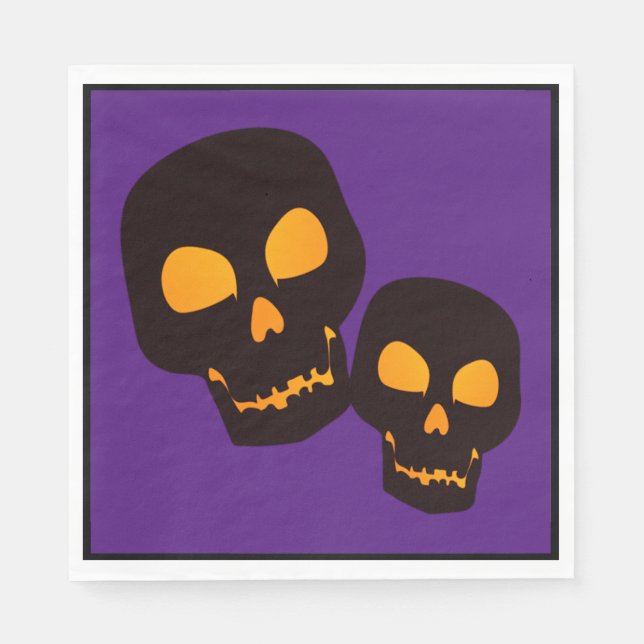 Black Skulls Halloween Napkin (Front)
