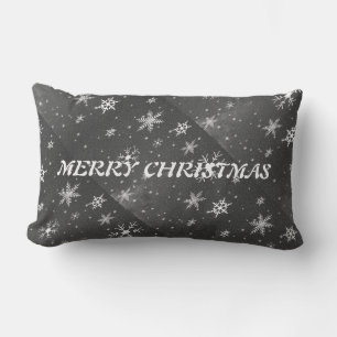 Black Sky with White and Gray Snowflakes, ZSSG Lumbar Cushion