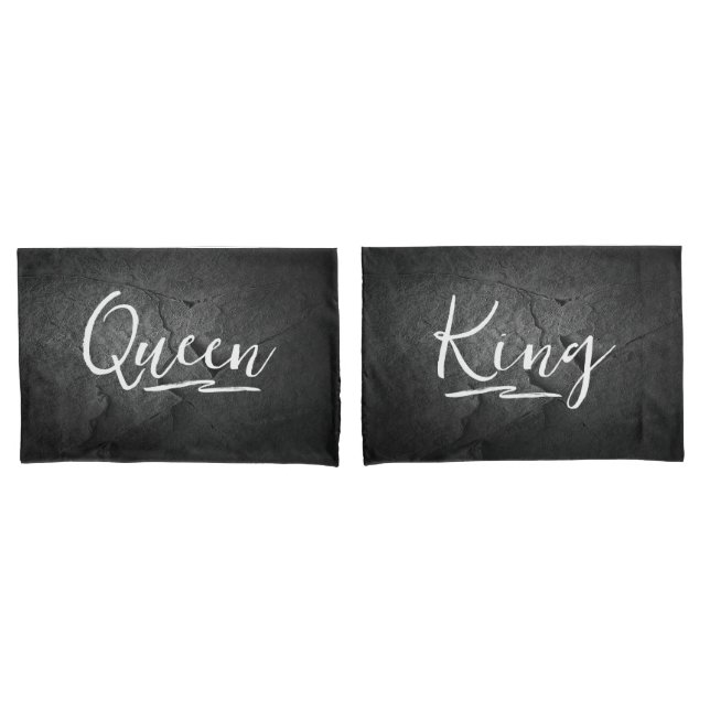 Black Slate Rock King Queen Pillowcase (Front-Set)