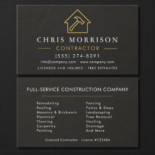 Black Slate Stone Building Construction Business Card