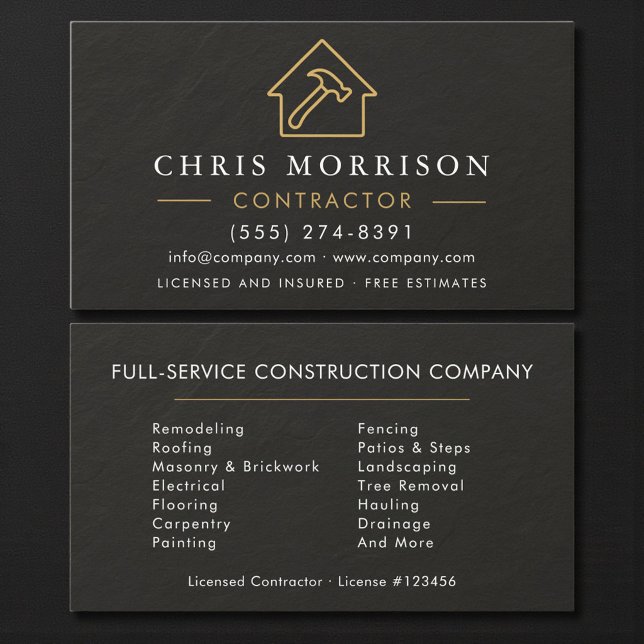 Black Slate Stone Building Construction  Business Card (Creator Uploaded)