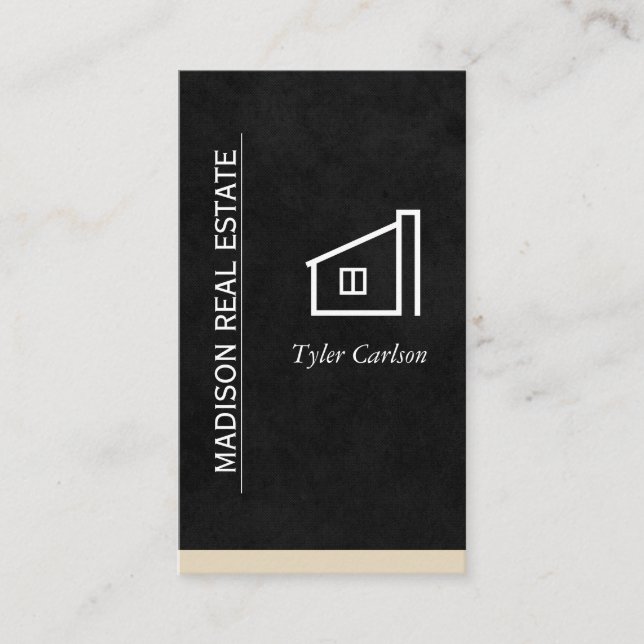 Black Sleek / Beige Trim / Home Logo Business Card (Front)