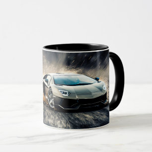 Black Sleek Drifting Sports Car Automobile Mug