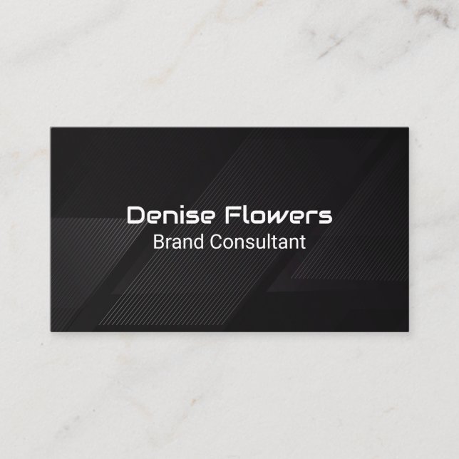 Black Sleek Stripes Background Business Card (Front)