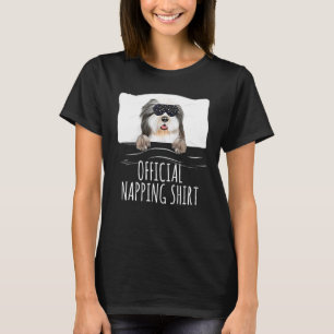 Black Sleep Mask Bearded Collie Official Napping T-Shirt