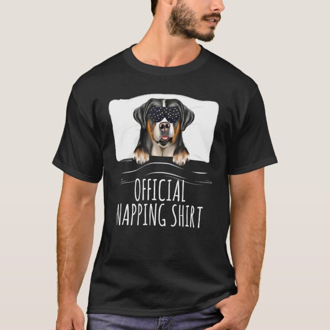 Black Sleep Mask Greater Swiss Mountain Dog Offici T-Shirt (Front)