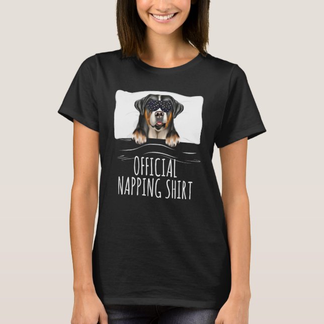 Black Sleep Mask Greater Swiss Mountain Dog Offici T-Shirt (Front)