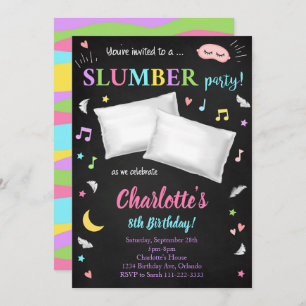 Black Sleepover Slumber Party Invitation