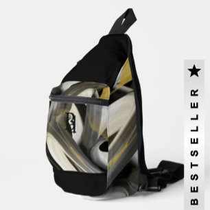 Black Sling Bag Trend Abstract Art White Gold