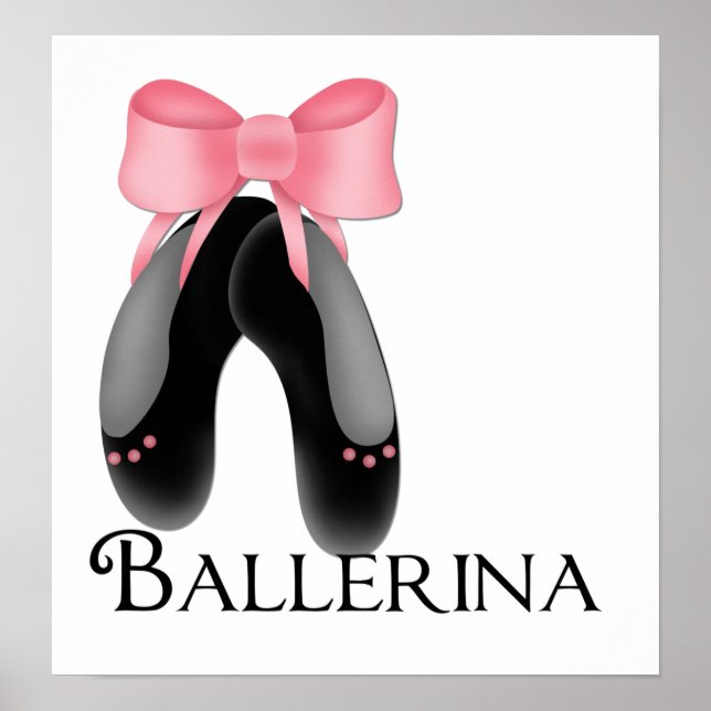 Black Slippers - Ballerina Print (Front)