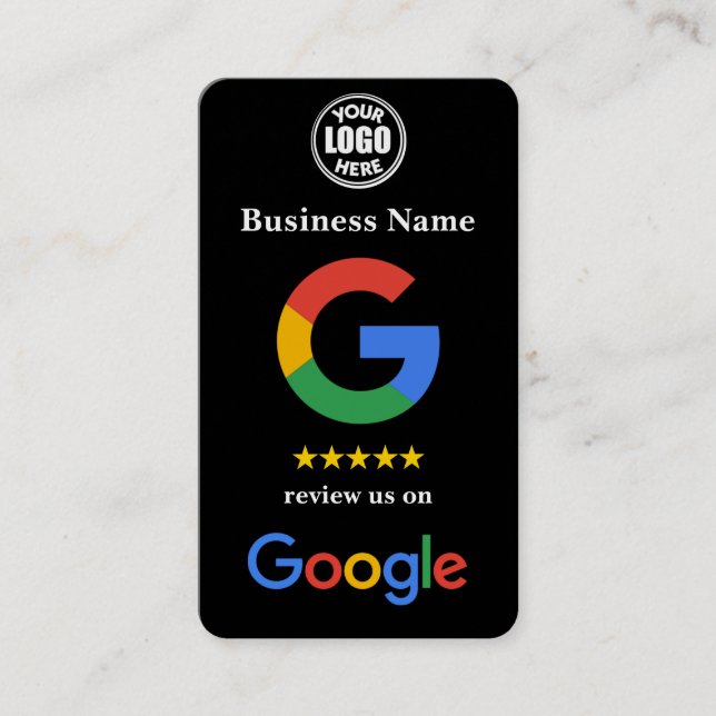 Black Small Business Google Review Link Template  Business Card (Front)