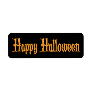 Black Small Halloween Labels Happy Halloween