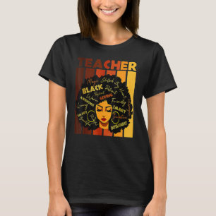 Black Smart Teacher Afro Love African American Wom T-Shirt