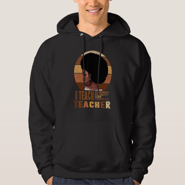 Black Smart Teacher Afro Love Melanin African Amer Hoodie (Front)