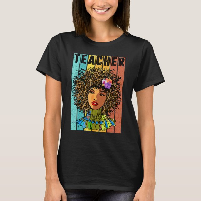 Black Smart Teacher Afro Love Melanin African Amer T-Shirt (Front)