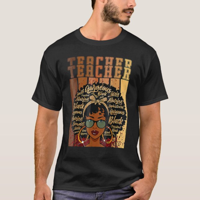 Black Smart Teacher Afro Love Melanin African Amer T-Shirt (Front)