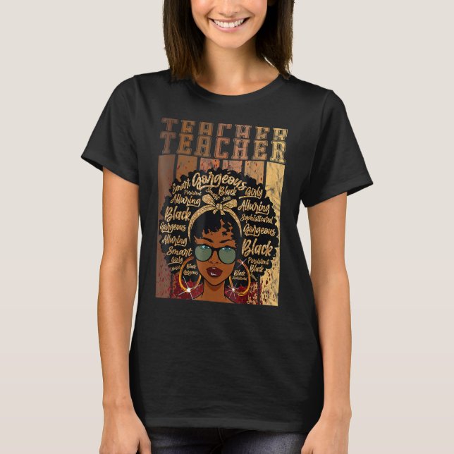 Black Smart Teacher Afro Love Melanin African Amer T-Shirt (Front)