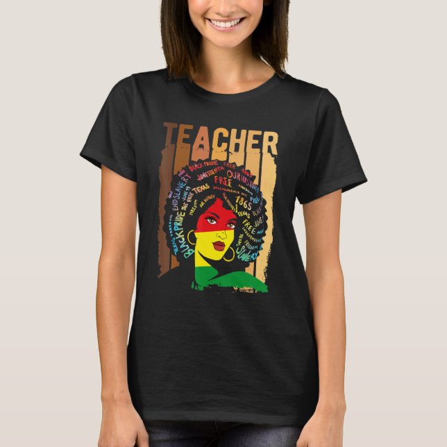 Black Smart Teacher Afro Love Melanin African Amer T-Shirt (Front)