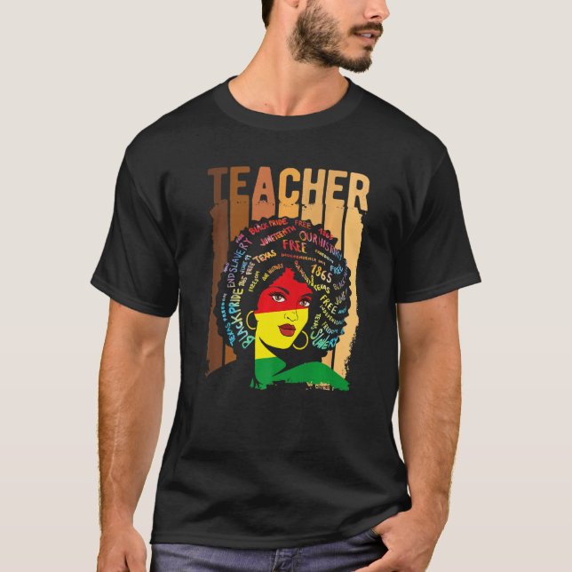 Black Smart Teacher Afro Love Melanin African Amer T-Shirt (Front)