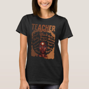 Black Smart Teacher Afro Love Melanin Women Black  T-Shirt