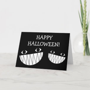 Black, Smiling, Halloween Folded Greeting Card