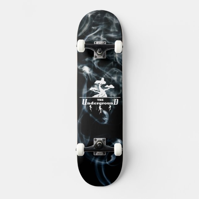 Black Smoke background Business Logo Skateboard (Front)