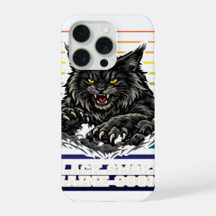 Black Smoke Maine Coon Cat Fierce Mascot Art iPhone 15 Pro Case