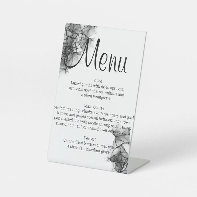 Black Smoke Menu  Pedestal Sign (Front)
