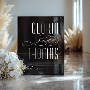 Black Smokey Modern Minimalist Wedding Welcome Acrylic Sign
