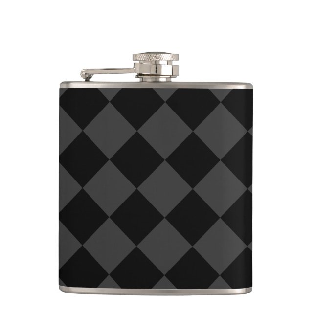 Black & Smoky Black Diamonds – Elegant & Timeless Hip Flask (Front)