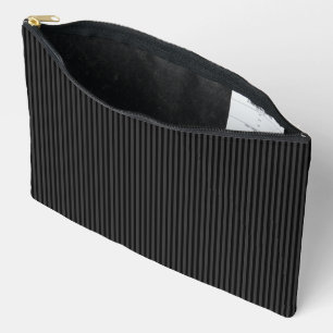Black & Smoky Black Narrow Vertical Stripes  Accessory Pouch