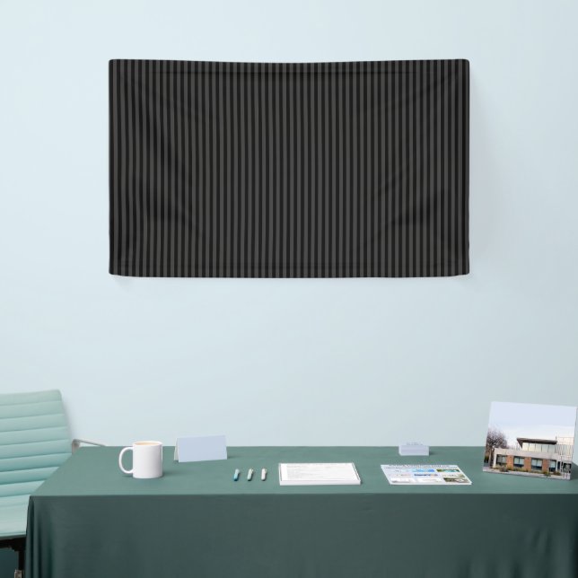 Black & Smoky Black Narrow Vertical Stripes  Banner (Tradeshow)