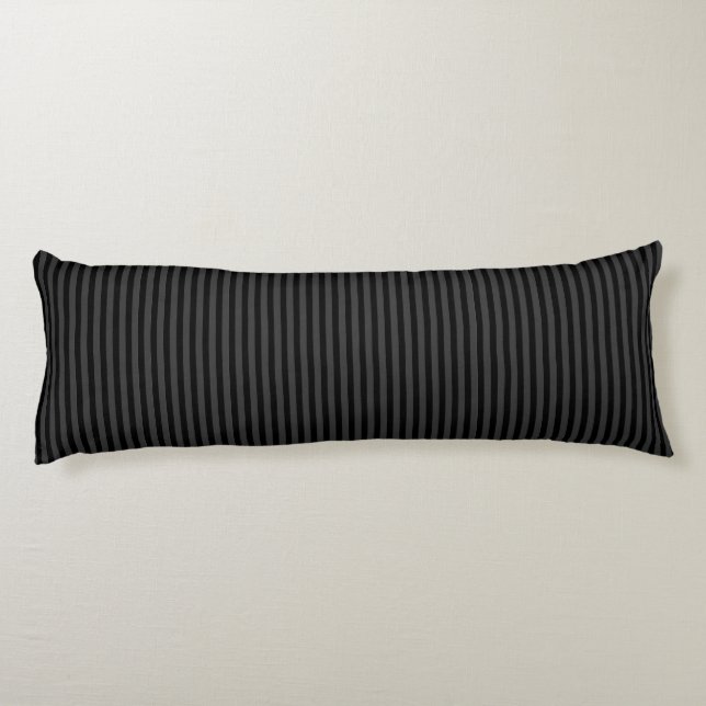 Black & Smoky Black Narrow Vertical Stripes  Body Cushion (Back)