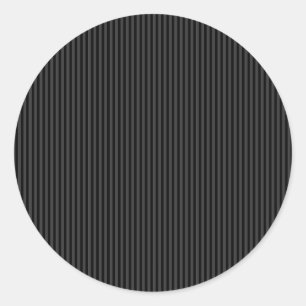 Black & Smoky Black Narrow Vertical Stripes Classic Round Sticker