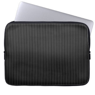 Black & Smoky Black Narrow Vertical Stripes  Laptop Sleeve