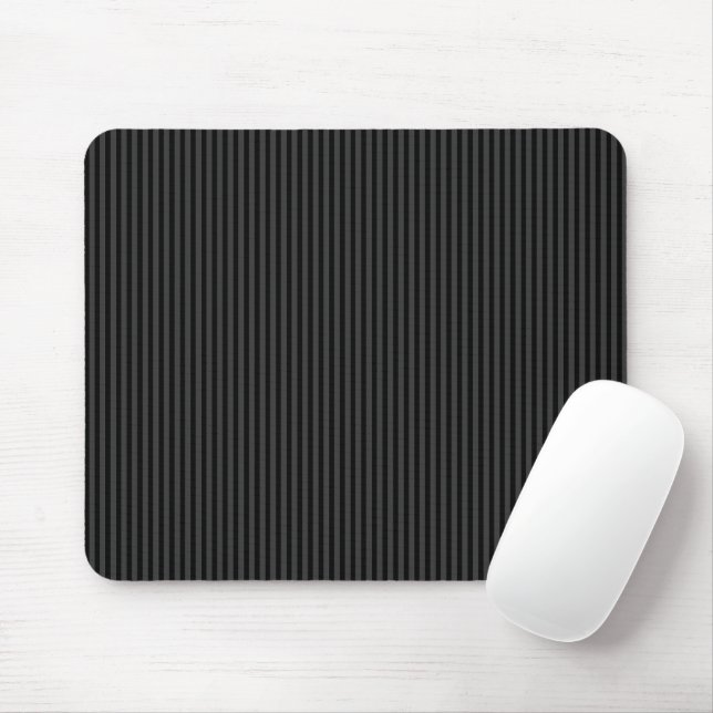 Black & Smoky Black Narrow Vertical Stripes  Mouse Mat (With Mouse)