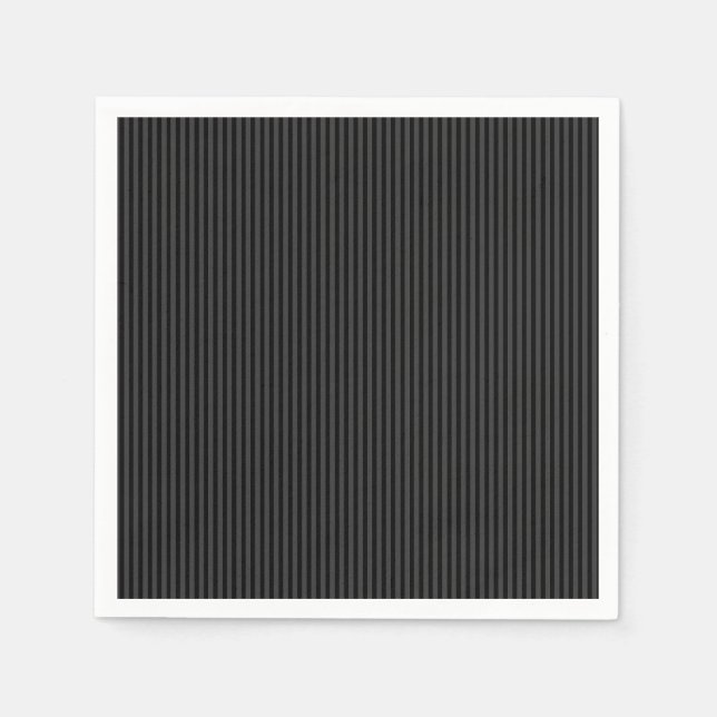 Black & Smoky Black Narrow Vertical Stripes  Napkin (Front)
