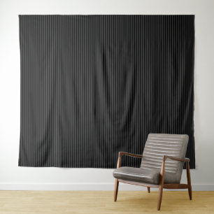 Black & Smoky Black Narrow Vertical Stripes  Tapestry