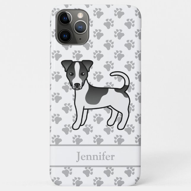 Black Smooth Coat Jack Russell Terrier Dog & Name Case-Mate iPhone Case (Back)