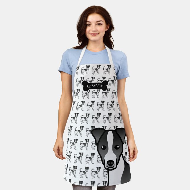Black Smooth Coat Jack Russell Terrier & Name Apron (Worn)