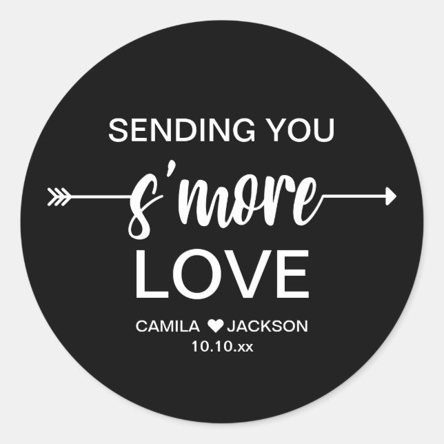 Black S'more Wedding Favour Classic Round Sticker (Front)