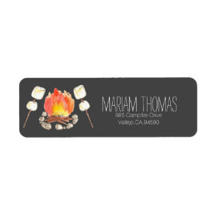 Black smores camping return address label