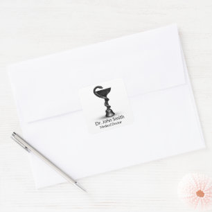 Black Snake Bowl Medical Hygieia White Caduceus Square Sticker