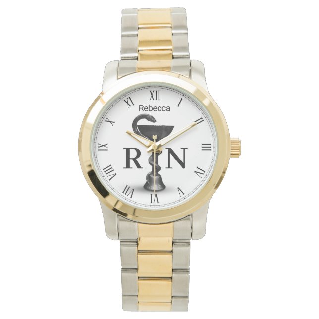 Black Snake Bowl Medical Hygieia White Nurse RN Watch (Front)