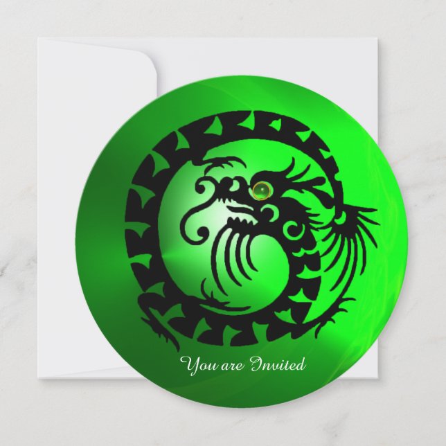 BLACK SNAKE DRAGON EMERALD GREEN  GEM STONE INVITATION (Front)