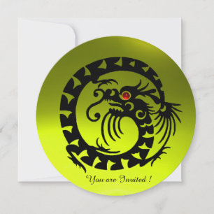 BLACK SNAKE DRAGON YELLOW TOPAZ GEM STONE INVITATION